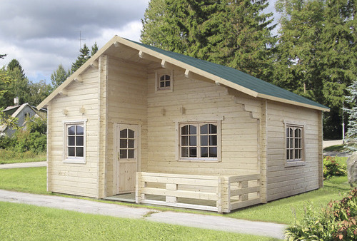 Gartenhaus Palmako Emily 40,1+5,2 m² inkl. Fußboden, Terrasse und Brüstung 650 x 594 cm natur