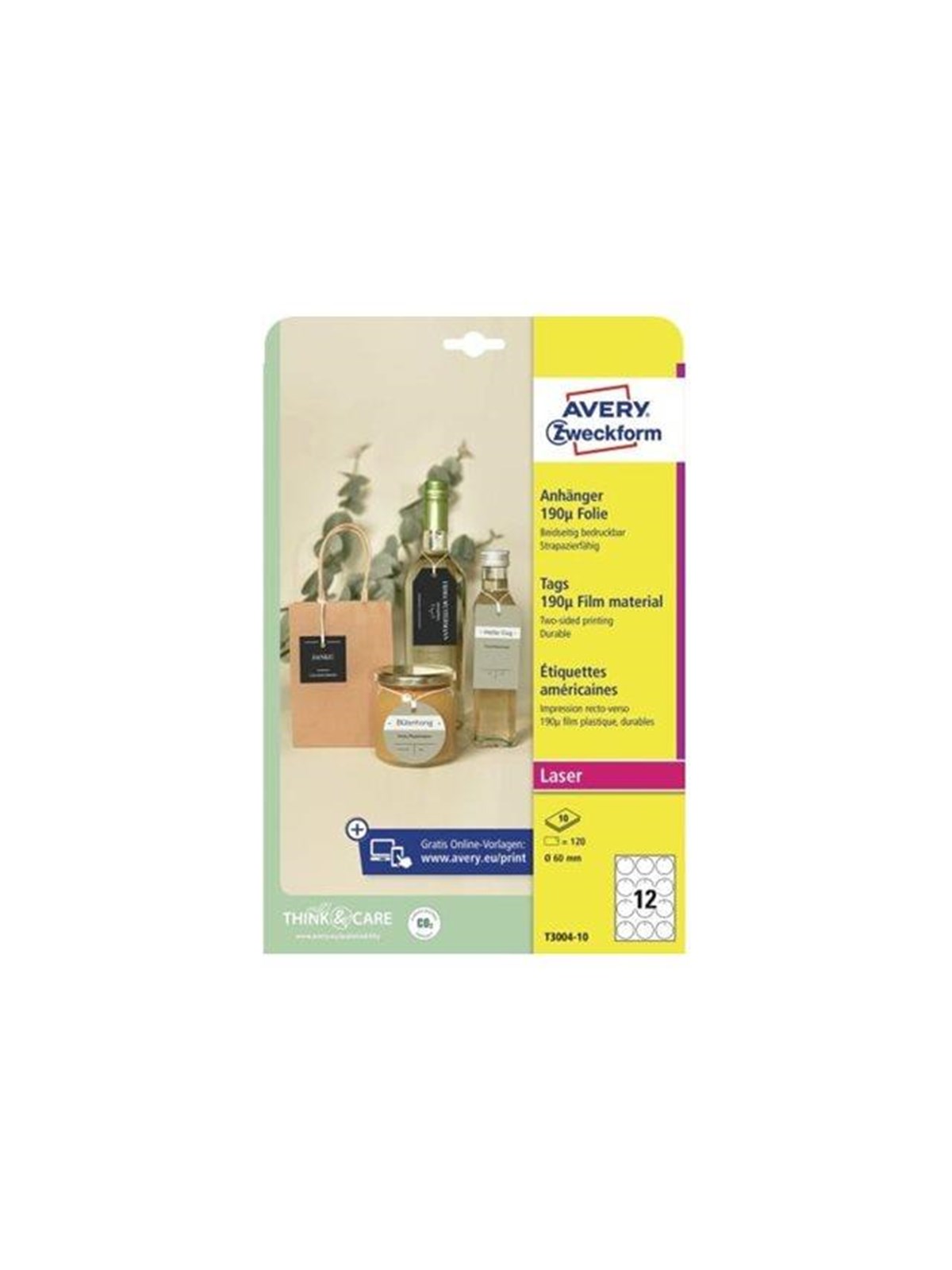 Avery Zweckform - tags - frosted - 120 label(s) - 60 mm diameter