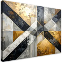 LEINWANDBILD, Geometrische Abstrakt Grau Gold