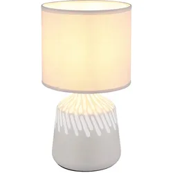 Tischleuchte Keramik aschfarben Nachttischlampe Textil Beistellleuchte Schlafzimmer, 1x E14, DxH 17,5x31,5 cm