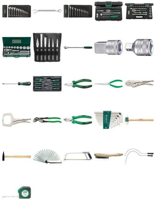 841N Assortiment «ENGINS DE CHANTIER» 129 Werkzeuge 35,9 kg ; Stahlwille (97841418)