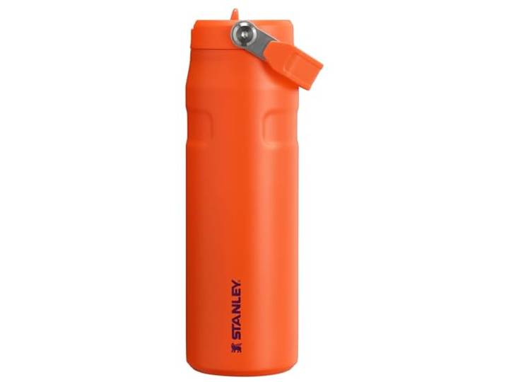Stanley IceFlow Flip Straw 2.0 710 ml Wasserflasche, integrierter Strohhalm mit größerer Öffnung, leicht und auslaufsicher, isolierter Edelstahl, BPA-frei, Tigerpflaume