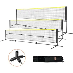 VEVOR Badmintonnetz höhenverstellbares Volleyballnetz, 5,2 m faltbares Pickleballnetz, tragbares, Tennisnetz-Set mit Stangen & Ständer & Tragetasche, für Sport- und Fitnesstraining im Garten,