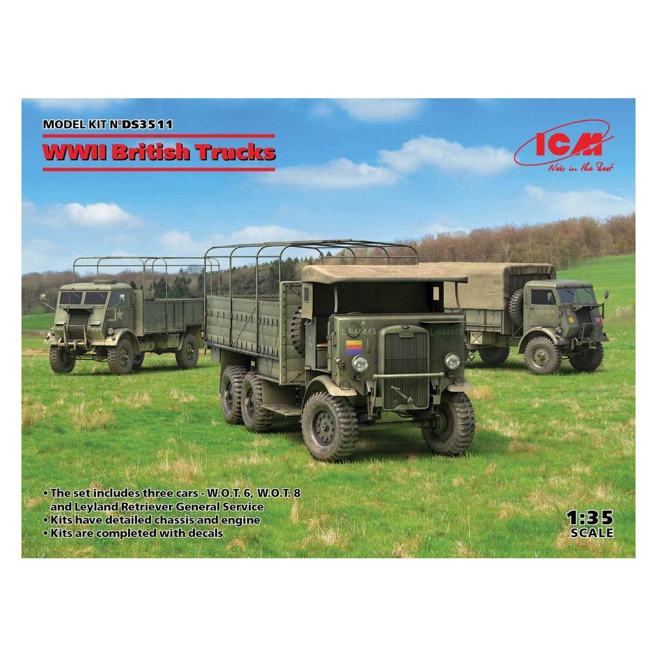 ICM WWII British Trucks(Model W.O.T.6,Model W.O.T.8,Leyland Retriever General Serv (DS3511)