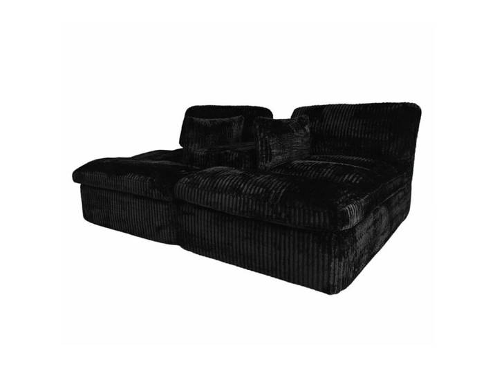 Canapé convertible 2-en-1 Canapé-lit 2 places Noir en tissu côtelé Sans montage convertible en fauteuil convertible en méridienne