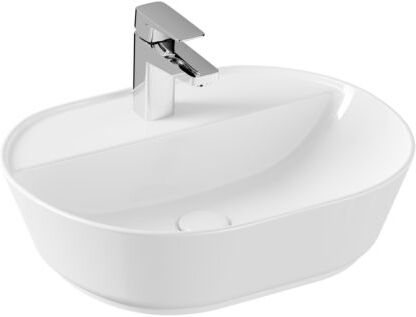 VitrA Geo Aufsatzwaschtisch 7428B403-0041 geschliffen Hahnloch, Weiß Hochglanz VC, oval 545x430 mm