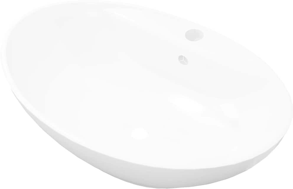 vidaXL Lavabo ovale en céramique avec trou de robinet