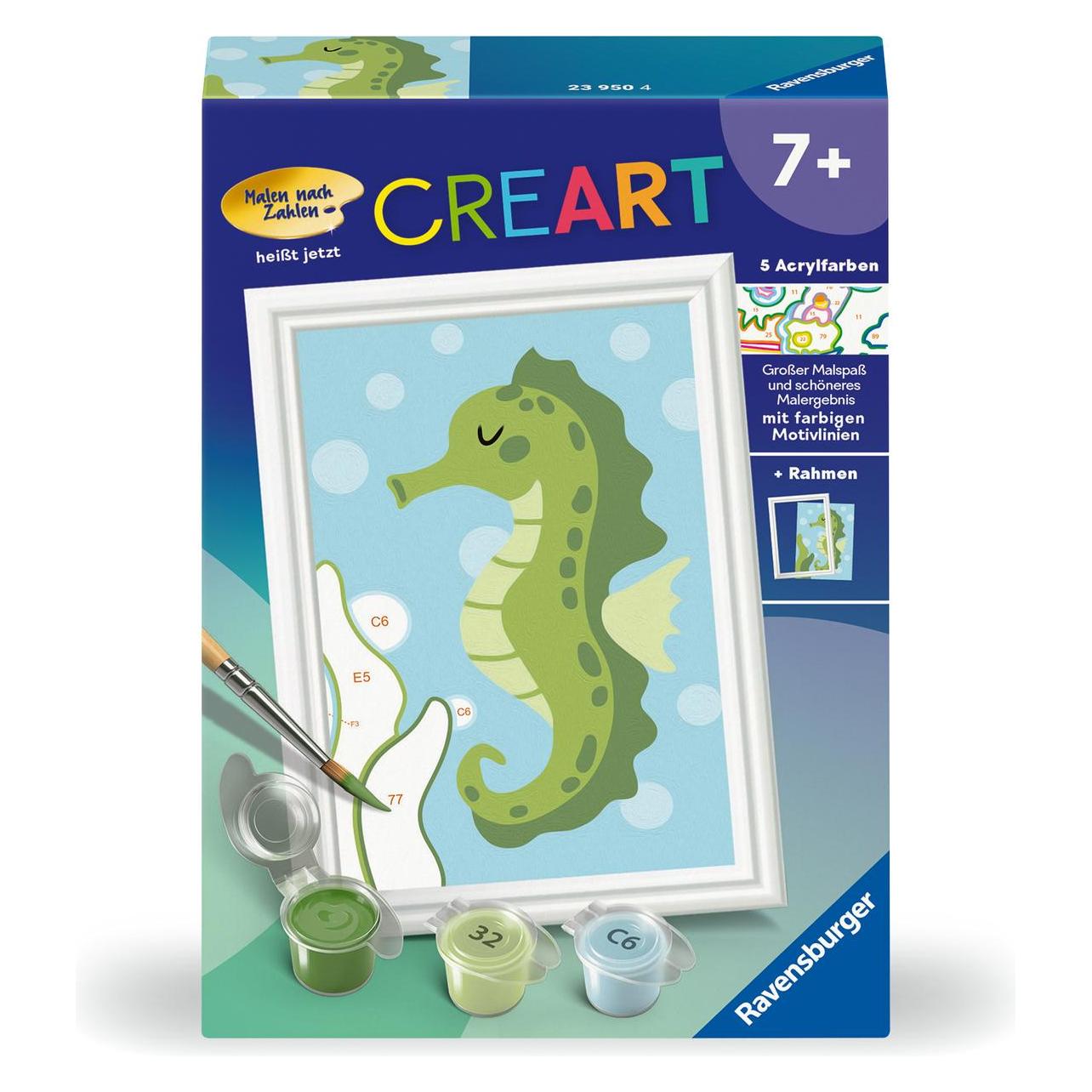 Ravensburger CreArt - Malen nach Zahlen 23950 - Fröhliches Seepferdchen - Kinder ab 7 Jahren (23950)