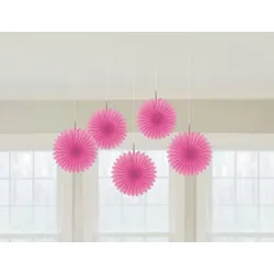 5 Papier Mini Dekofächer pink
