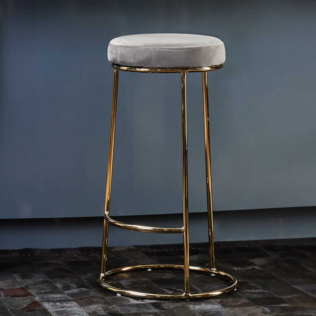 Etta Avenue Alec Upholstered Bar Stool with Stainless Steel Frame Grey 75cm