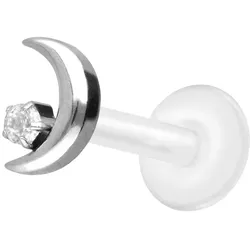 PTFE Labret mit Innengewinde + Titan-Aufsatz MOND + KRISTALL