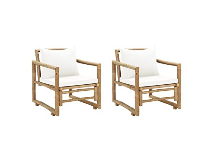 vidaXL 2X Chaise de Jardin Bambou Siège Fauteuil Extérieur Chaise de Terrasse
