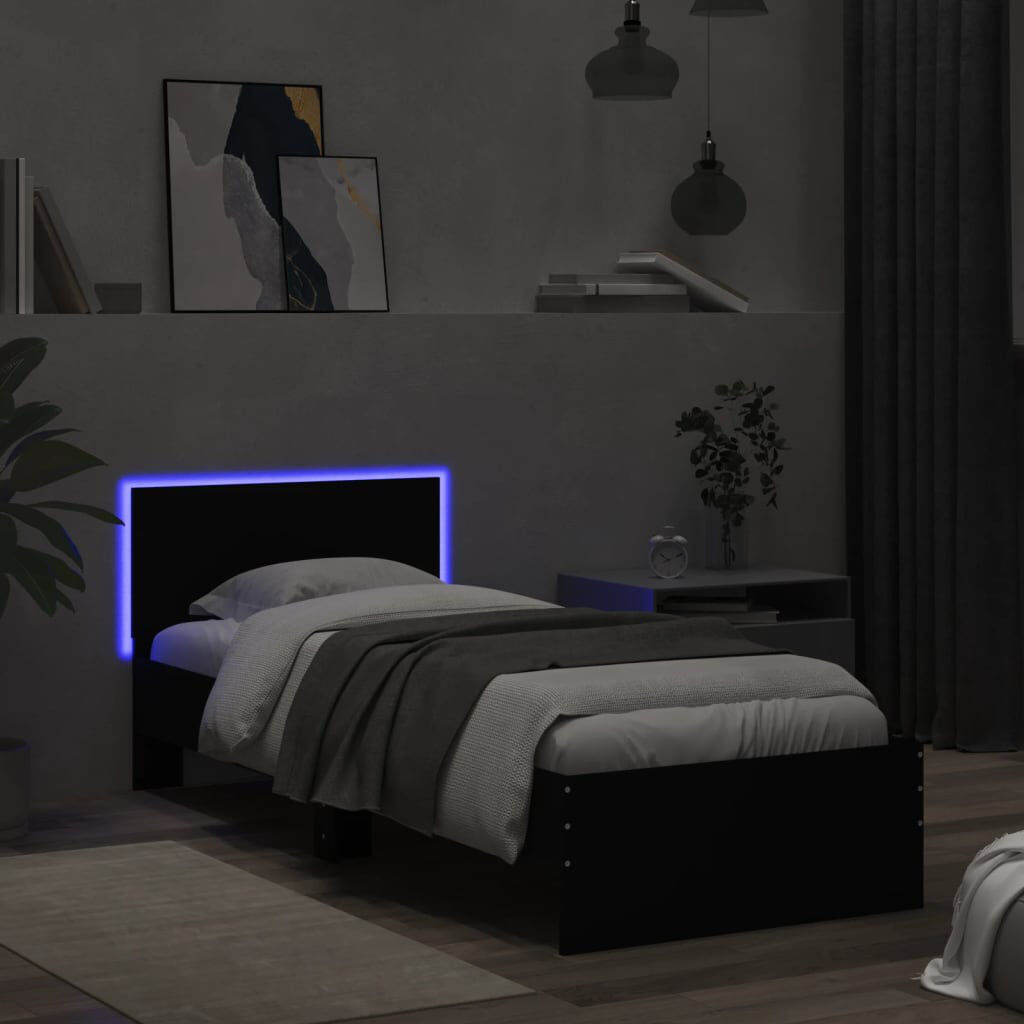 17 Stories Nyleen Bed Black Small Single (2'6)
