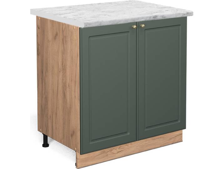 Meuble bas de cuisine Vicco Fame-Line Vert Or Campagne 80cm avec étagère\, PT Marbre\, Model 46178