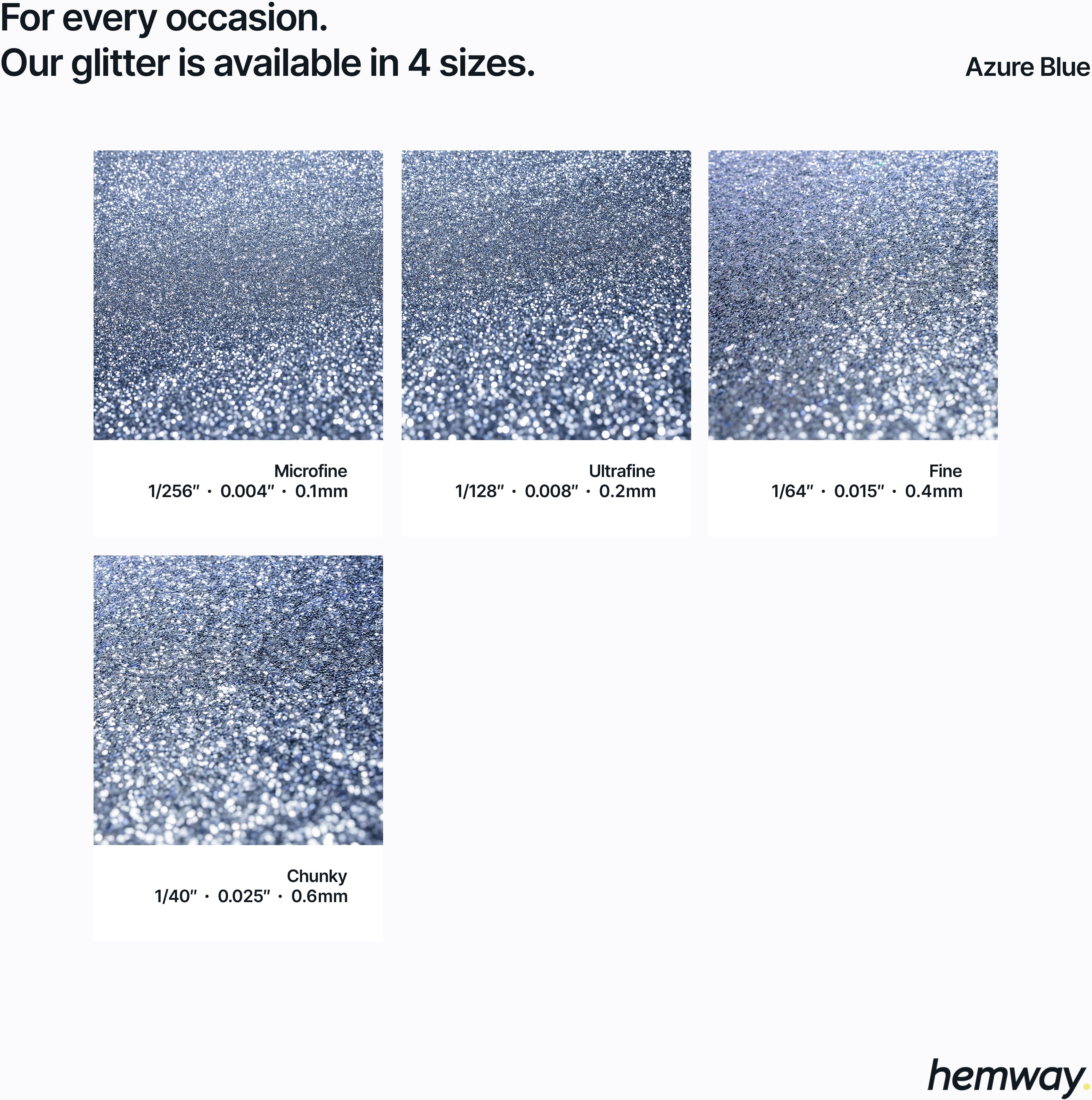 Hemway Glitter For Tile Grout 100g / 3.5oz   Azure Blue   Waterproof   Fade Resistant - Azure Blue - Fine 100g