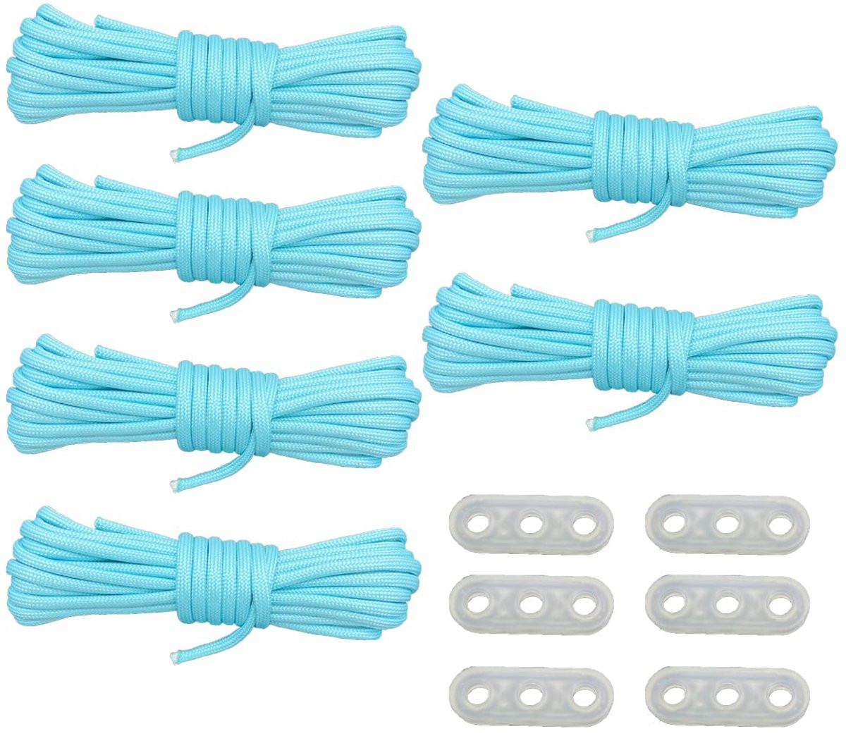6 Stuks Lichtgevende Paracord voor Campingtenten - Blauw - 4 meter x 4 mm