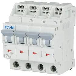 Eaton 101363 Leitungsschutzschalter mit Steckklemme, 16 A, 4p, Charakteristik: C PLI-C16/4