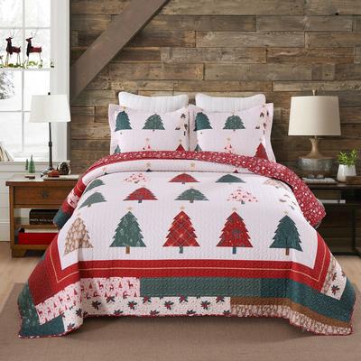 MarCielo Polyester Christmas Tree Quilt Bedspread Set