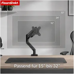 Floordirekt Gasdruckfeder Monitorarm (Tisch, 32", 10 kg), Monitor Halterung, Schwarz