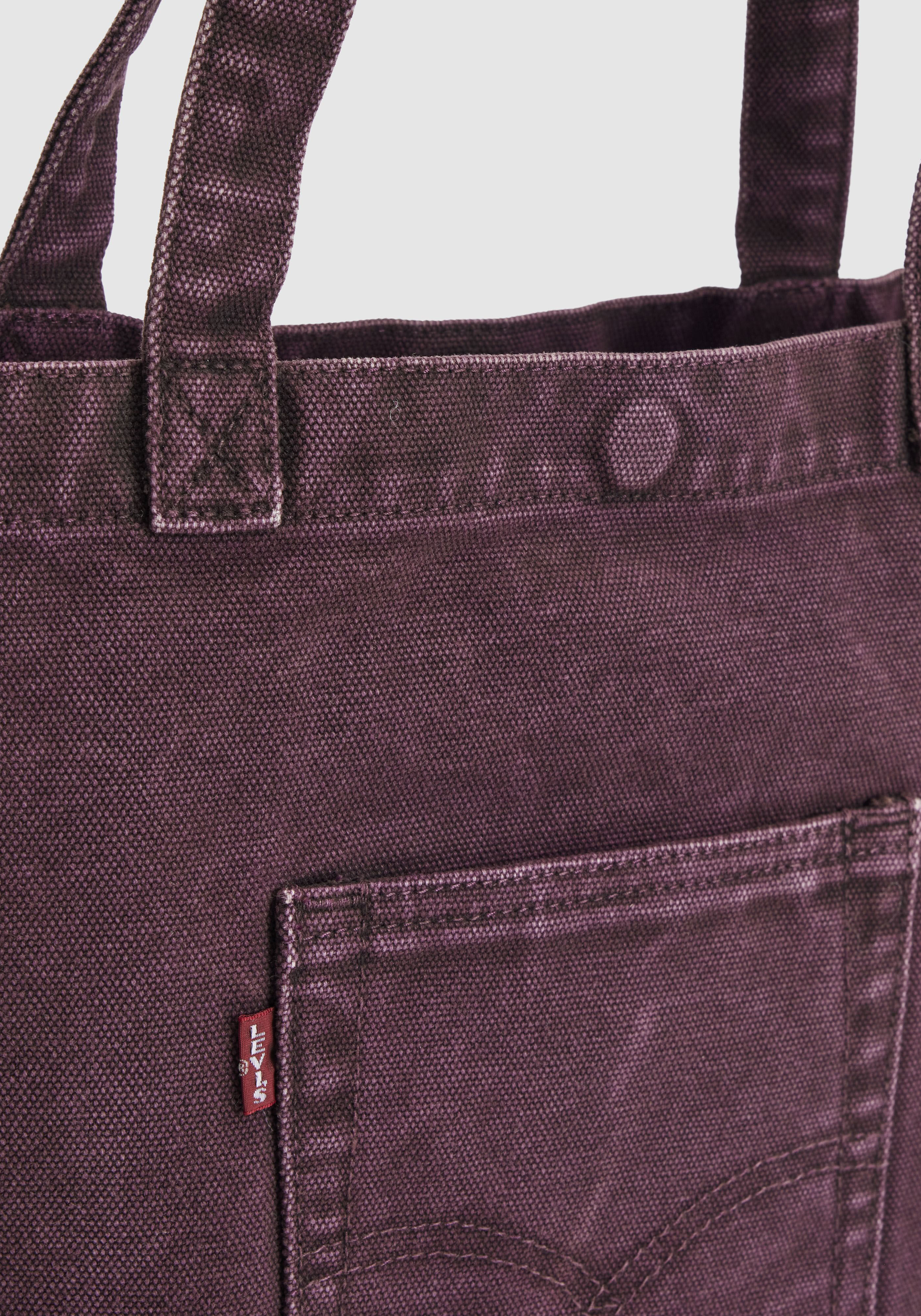 Beuteltasche LEVI'S "LEVIS TOTE", Damen, lila (wine time), Denim/Jeans, Baumwolle, Taschen Beuteltasche, aus Denim, mit Aussentasche wine time Einheitsgröße