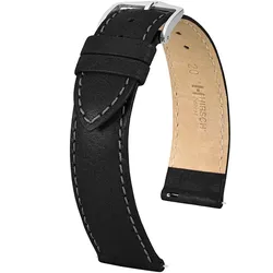 Hirsch 17920250-2-20 Uhren-Lederarmband Forest L 20 mm Schwarz