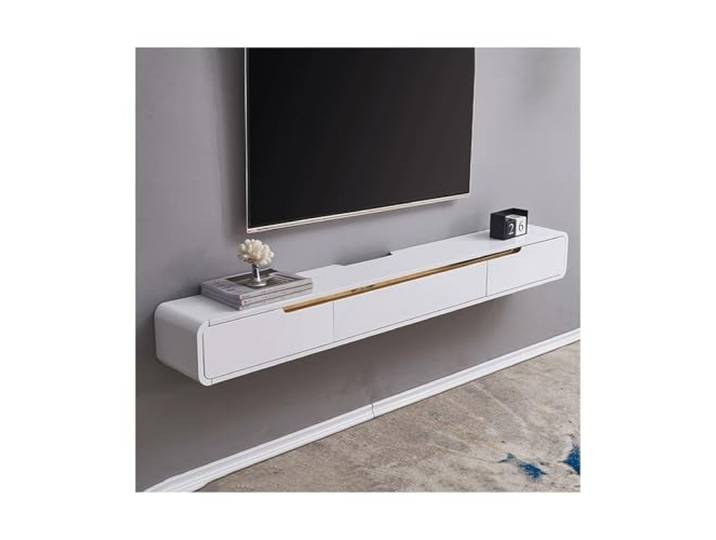 Hhmmei2024-23 Schwebender TV-Schrank an der Wand 47,2/59/70,8 Zoll großes Konsolen-Entertainment-Center zur Wandmontage Entertainment-Center(Weiß,180x20x24cm)