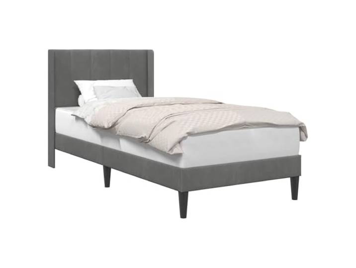 HMDNGOUT Samtbett Dunkelgrau 100x200 cm Bettgestell mit Kopfteil, modernes Design mit Samtbezug, Stabiler Sperrholzrahmen und Fester Lattenrost für erholsame Nächte