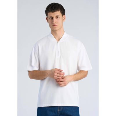 Poloshirt LINDBERGH "Poloshirt Oversize Fit", Herren, Gr. XXL, weiß wave, Obermaterial: 100% Baumwolle, unifarben, oversize, Shirts