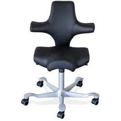 Bürodrehstuhl HÅG Capisco HÅG Leder schwarz, Designer Peter Opsvik, 58x86.5-114x46-51 cm