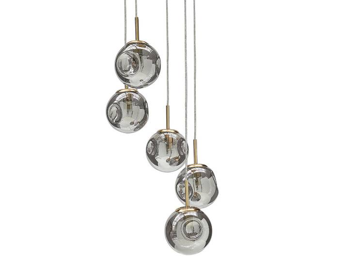 Beliani Hängelampe Ralfes 30/30/119 cm, Transparent, Glas, E14, 30x119x30 cm, Lampen & Leuchten, Innenbeleuchtung, Hängeleuchten, Pendelleuchten