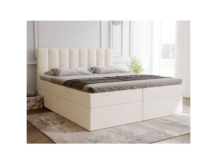 Lit complet - avec matelas - lit adulte - velours - beige - Mocca 180x200