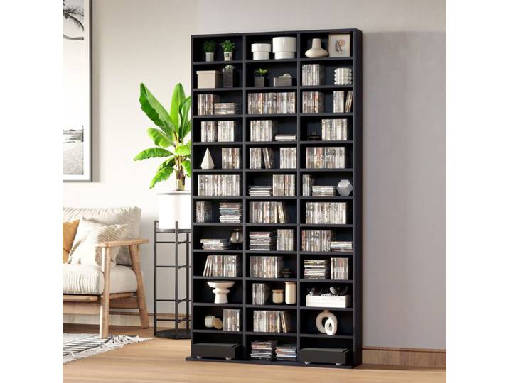 Rangements pour CD et DVD étagère rangement capacité max. 1116 CD/528 DVD 36 compartiments et étagères réglables pour bureau