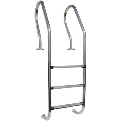 Poolleiter GRE "für Echtholzpools", grau (aluminiumfarben), B:9cm H:162,5cm L:50cm, Aluminium, Stahl, Leitern, Edelstahl, 3 Stufen