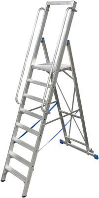 Stufenstehleiter, mit großer Plattform, Aluminium, mit 7 Stufen