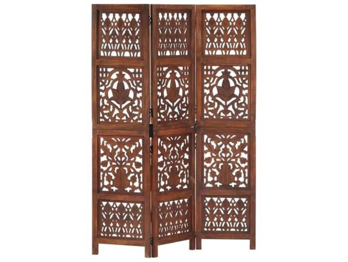 vidaXL Mangoholz Massiv Raumteiler 3-TLG. Handgeschnitzt Klappbar Trennwand Paravent Umkleide Sichtschutz Spanische Wand Braun 120x165cm