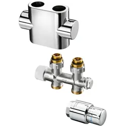 Oventrop Multiblock T Anschlussset 1184383 Durchgang, Edelstahl-Design, Multiblock T/Uni SH