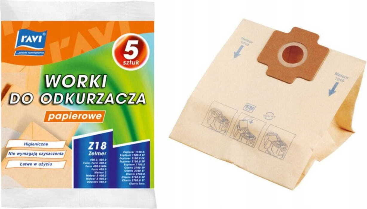 Zelmer Z18 stofzuigerzakken, vervanging, 5 stuks