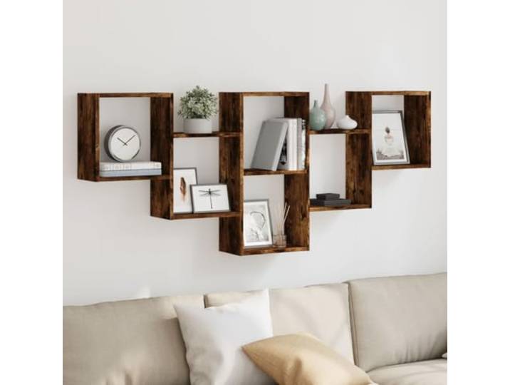 WHOPBXGAD Langlebiger Holzwerkstoff Wandregal Stauraum 159x18x66 cm Braun Wandregal Räuchereiche 159x18x66 cm Holzwerkstoff Schwebend Stauraum Regal Wandboard Bücher Deko Wohnzimmer