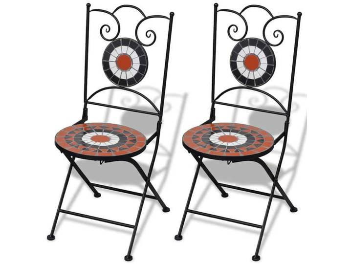 CHIC Chaises Pliantes Lot de 2 en Céramique Terracotta et Blanche 37x41x89 cm en fer laqué et céramique 161867