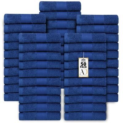 Ample Decor Highly Absorbent Cotton Plush Washcloths 12x12 Inch - 50 Pcs