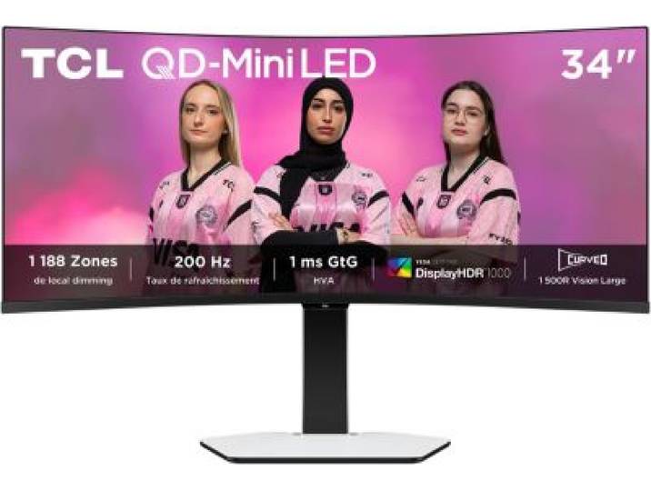 Tcl - Ecran Pc Gamer 34c2a 34'' Incurvé Qd Mini Led 200 Hz Hdr 1000