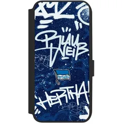 Nivocase Klapphülle für Samsung Galaxy A14 5G Handyhülle aus Kunst Leder NIVOflip schwarz Graffiti Hertha (Samsung Galaxy A14 5G), Smartphone Hülle, Schwarz