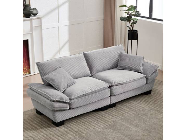 Un canapé double moderne et simple avec un lit à ressort Un oreiller suffit Light Grey En velours Est confortable