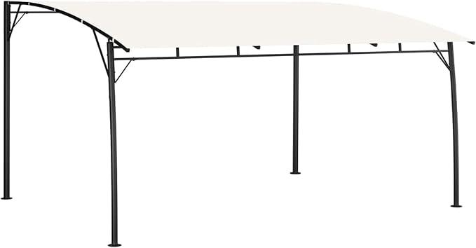 Pergola 4x3x2,55 m Cremeweiß, Garten-Sonnenschutz, Pavillon Mit Festem Dach, Gartenpavillon, Gazebo Shade, Partyzelt, Pergola Sonnenschutz Überdachung, Carport