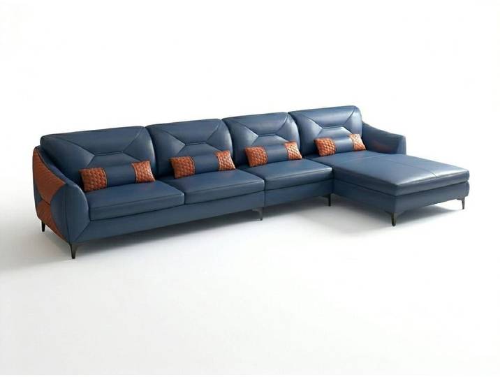 Xlmoebel Ecksofa Modern Ecksofa L-Form Blau LED Elegant Exklusiv Design Premium Luxus, 1 Teile, Schlaffunktion
