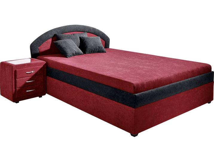 Polsterbett, Microvelours, Rot