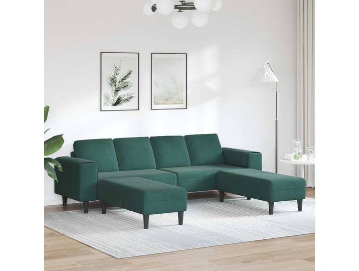 vidaXL Wohnzimmer Couch 3 stk. Dunkelgrün