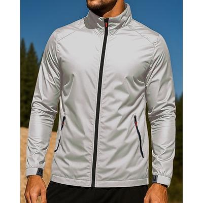 Herren Einfarbig Outdoorjacke Tasche Langarm Oberteil Athleisure Herbst Sonnenschutz Leicht Training Outdoor Laufen Sportbekleidung Sportkleidung Weiß Blau Grau