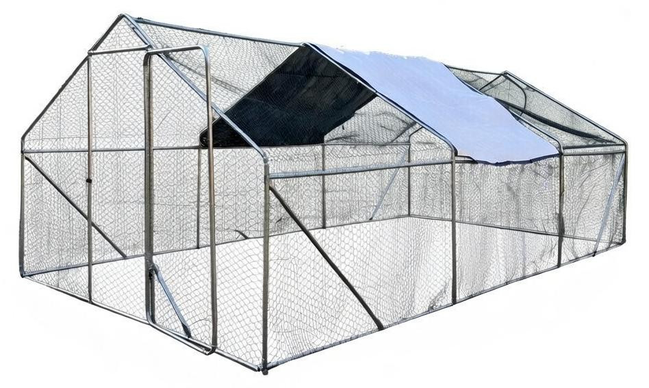 Itimport Kippenren met dak en omheining, volière, B/D/H: 6 x 3 x 2 meter