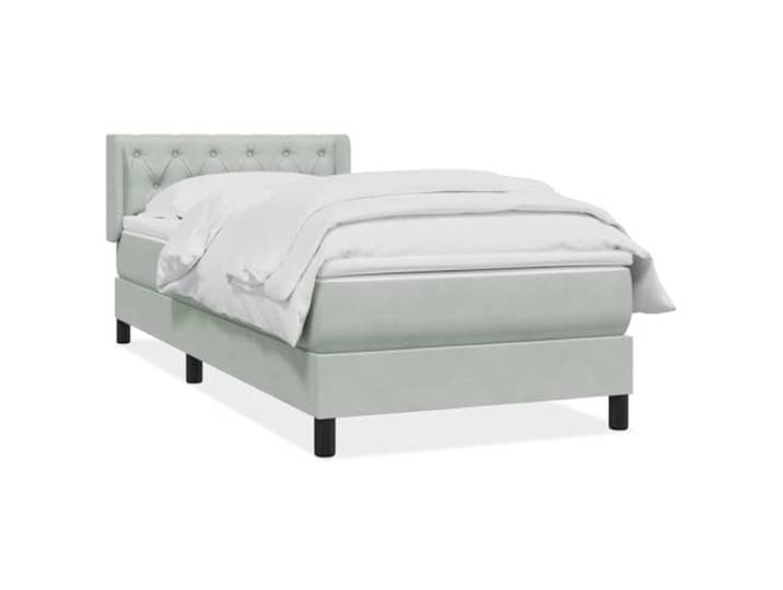 HMDNGOUT Boxspringbett mit Matratze Hellgrau 80x210 cm Samt, Taschenfederkernmatratze und verstellbarem Kopfteil